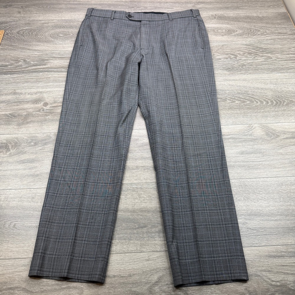 Brooks Brothers Dress Pants Mens 38x30 Gray Blue Windowpane Plaid Regent Slacks